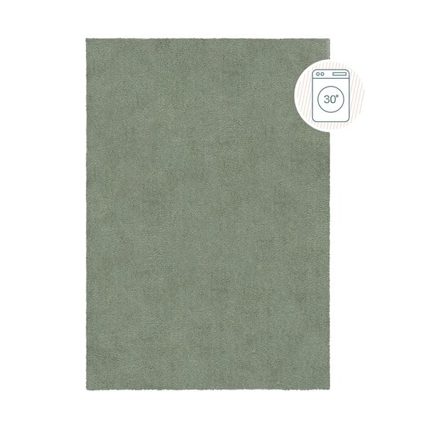 Skalbiamas iš perdirbto pluošto kilimas žalios spalvos 200x290 cm Fluffy – Flair Rugs