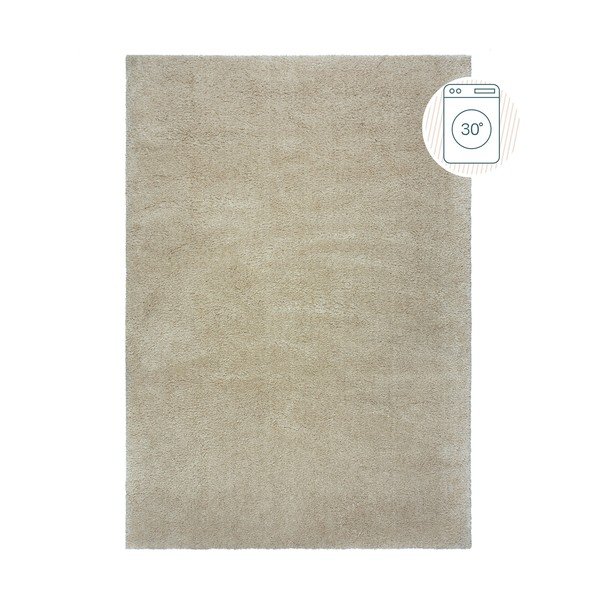 Skalbiamas iš perdirbto pluošto kilimas smėlio spalvos 120x170 cm Fluffy – Flair Rugs