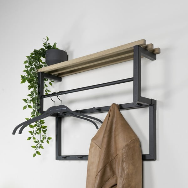 Juodos spalvos/natūralios spalvos iš metalo sieninė lentyna su lentyna 71 cm Rizzoli – Spinder Design-image-1