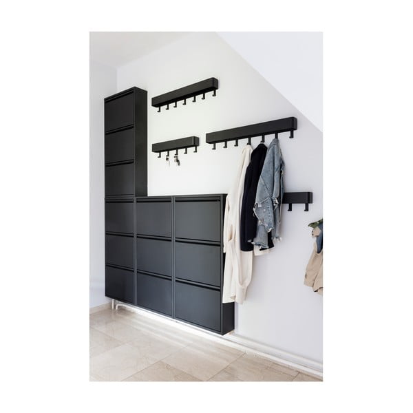 Juodos spalvos iš metalo atlenkiama spintelė batams 50x103x15 cm Billy – Spinder Design-image-4