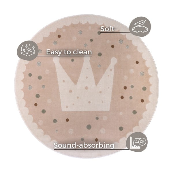 Vaikiškas kilimas smėlio spalvos ø 100 cm Crown – Hanse Home-image-4