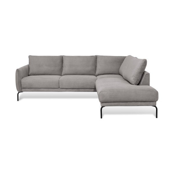 Iš kordinio velveto kampinė sofa šviesiai pilkos spalvos (su dešiniuoju kampu) Venray – Scandic