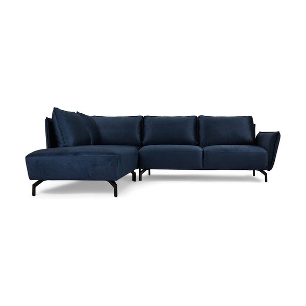 Tamsiai mėlyna kampinė sofa Bonami Selection Bella, kairysis kampas-image-2