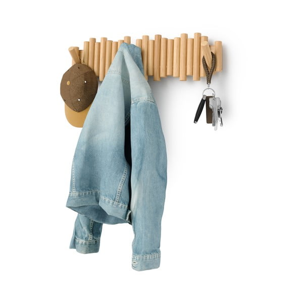 Natūralios spalvos iš pušies masyvo sieninė lentyna 61 cm Picket – Umbra-image-2