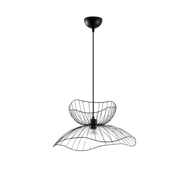 Juodos spalvos kabantis šviestuvas ø 50 cm su metaliniu gaubtu Farac – Opviq lights-image-2