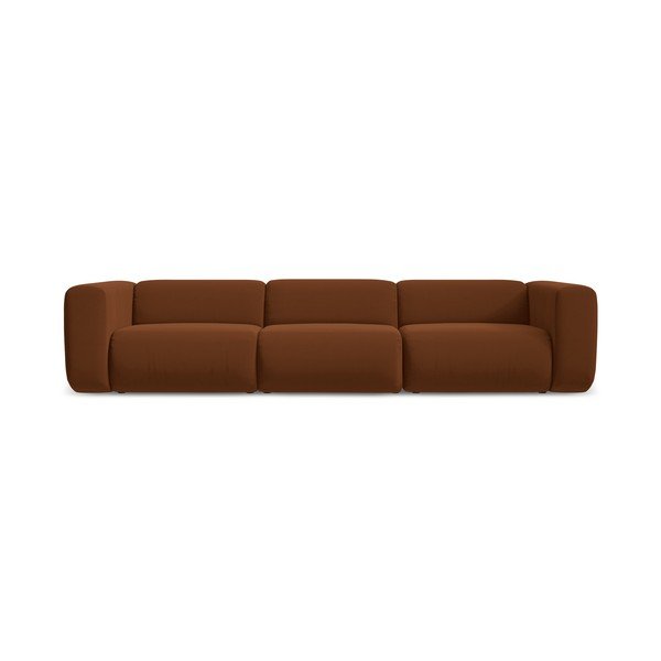 Oranžinės spalvos/rudos spalvos iš velveto sofa 319 cm Ekahi – Makamii
