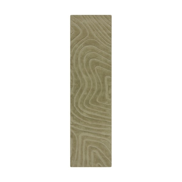 Rankų darbo iš vilnos kilimas khaki spalvos 60x230 cm Mesmerise Sage – Flair Rugs