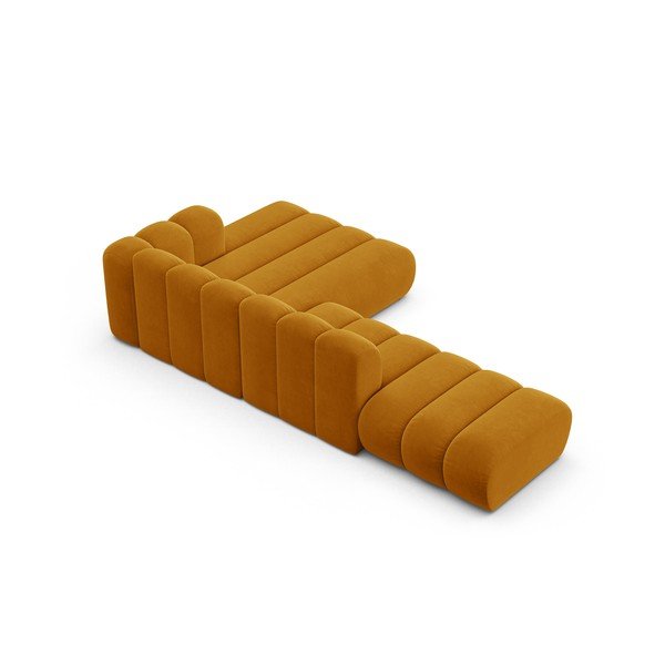 Kampinė sofa geltonos spalvos (su dešiniuoju kampu) Lupine – Micadoni Home-image-3