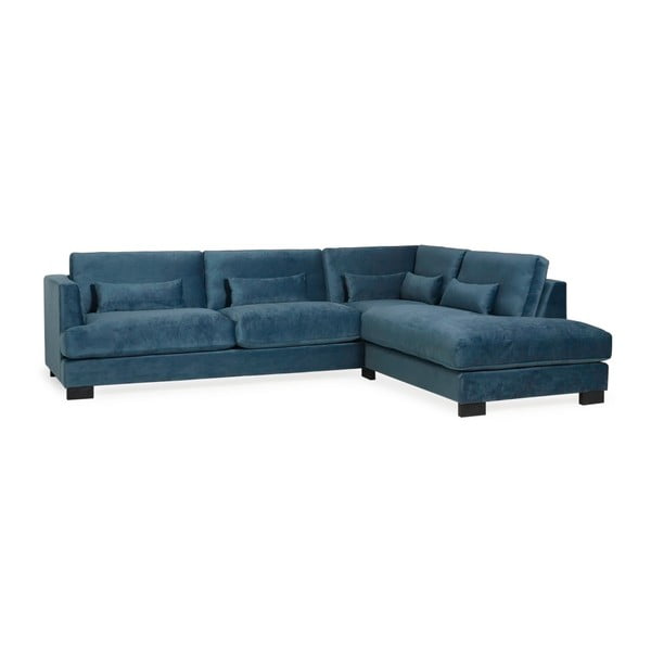 Scandic Brad tamsiai mėlyna kampinė sofa, dešinysis kampas
