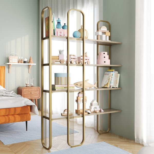 Pastatoma lentyna auksinės spalvos iš pušies 125x180 cm Sierra – Kalune Design-image-3