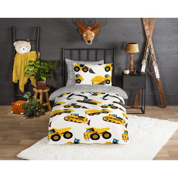 Iš flanelės viengulė vaikiška patalynė 140x200 cm Dig – Good Morning-image-1