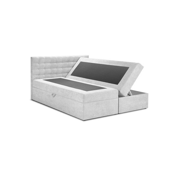 Šviesiai pilka dvigulė lova Mazzini Beds Jade, 160 x 200 cm-image-2