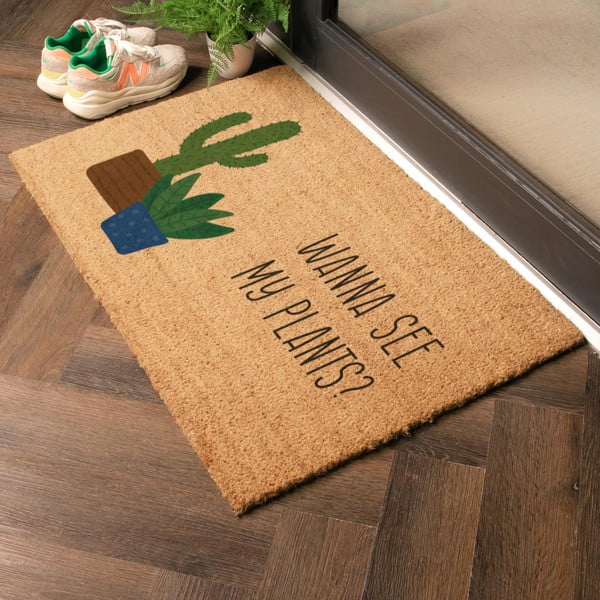Iš kokoso pluošto grindų kilimėlis 40x60 cm Wanna See My Plants – Artsy Doormats-image-1