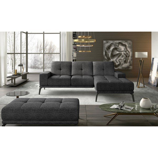 Juodos spalvos kampinė sofa (su dešiniuoju kampu/su gultu) Torrense – ELTAP-image-1