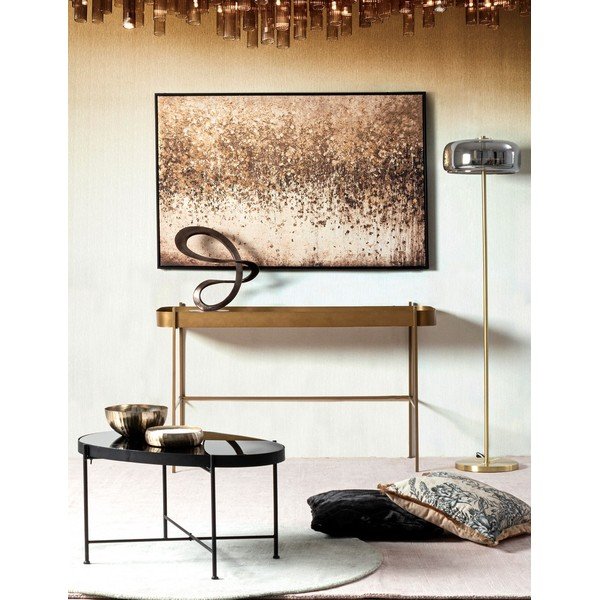 Auksinės spalvos konsolinis staliukas su stikliniu stalviršiu 43x120,5 cm Rashida – Bizzotto-image-1