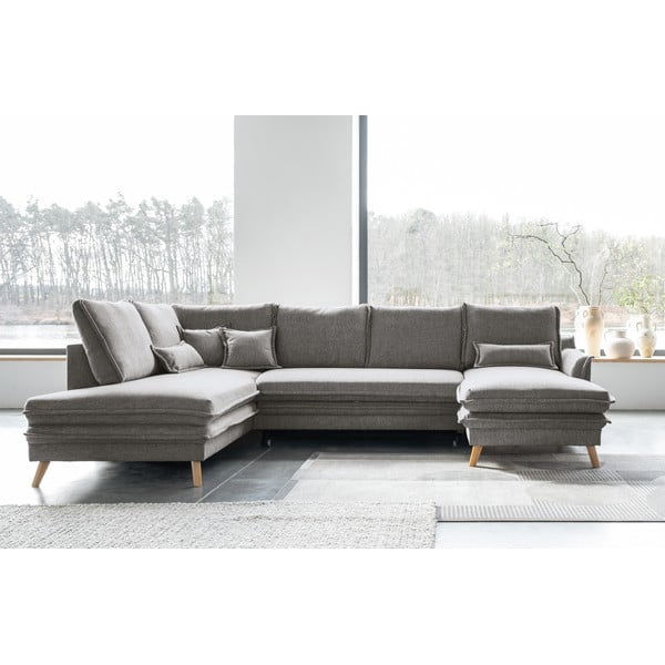 Sulankstoma kampinė sofa pilkos spalvos (su kairiuoju kampu/„U“ formos) Charming Charlie – Miuform-image-1