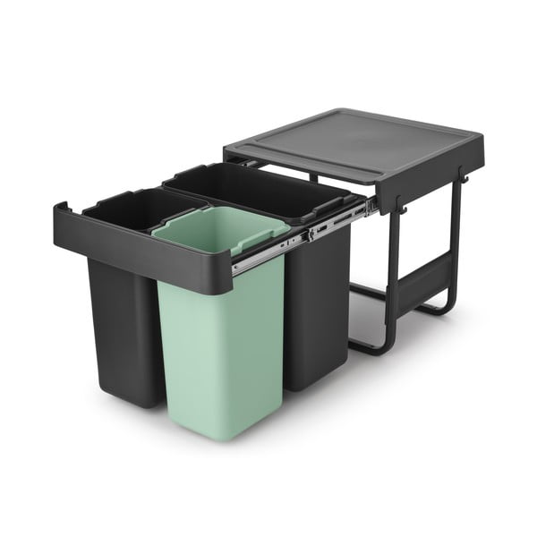 Iš plastiko šiukšliadėžė mėtų spalvos/tamsiai pilkos spalvos rūšiavimui/įmontuota 40 l Sort&Go – Brabantia