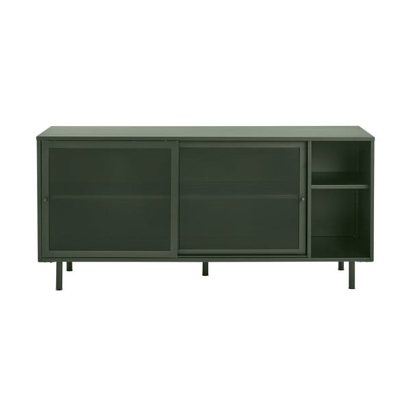 Iš metalo žema šoninė spintelė tamsiai žalios spalvos su stumdomomis durimis 160x75 cm Veep – Unique Furniture