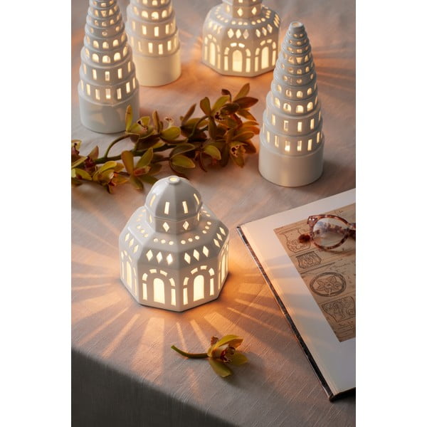 Balta keramikinė kalėdinė žvakidė Kähler Design Lighthouse, ø 12 cm-image-3