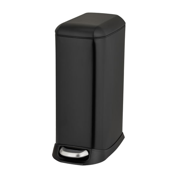 Matinės juodos spalvos iš plieno šiukšliadėžė su pedalu 12 l Design – Wenko