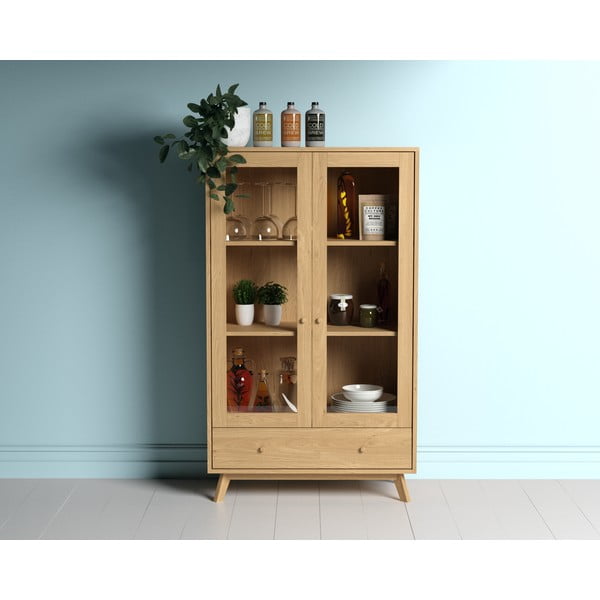 Vitrina natūralios spalvos iš ąžuolo 100x170 cm Kensal – Woodman-image-2
