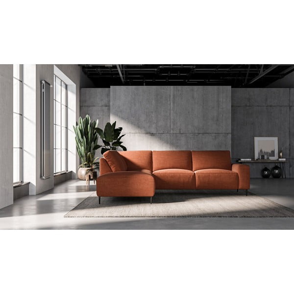 Tamsiai oranžinė kampinė sofa Ghado Tendo, kairysis kampas-image-1