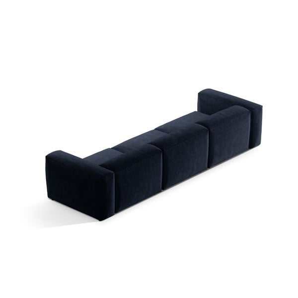 Tamsiai mėlynos spalvos iš kordinio velveto sofa 364 cm Bergamo – Cosmopolitan Design-image-4