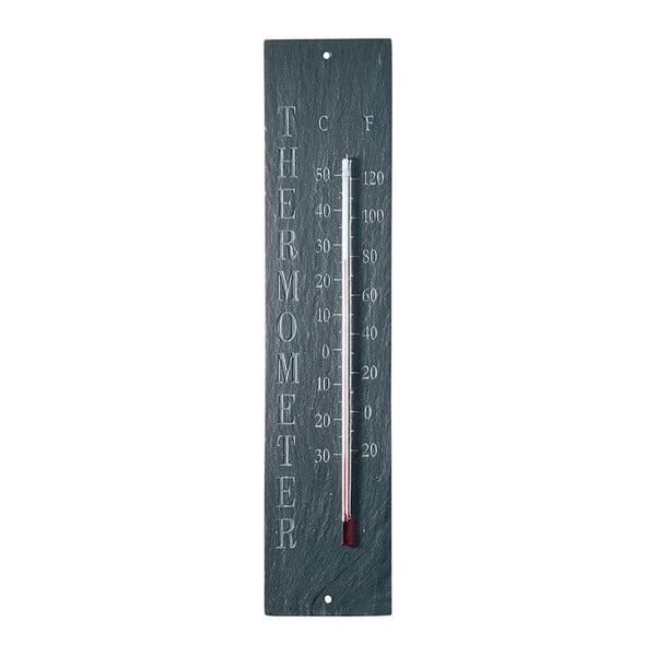 Sieninis lauko termometras iš šiferio su užrašu "Esschert Design", 45 x 10 cm