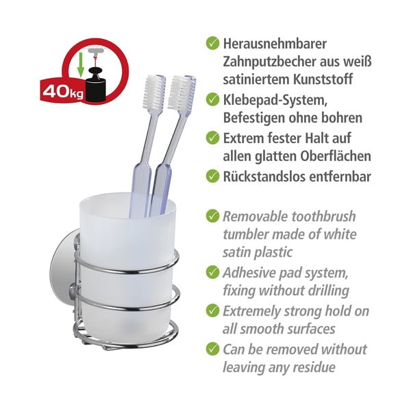 Klijuojamas iš nerūdijančio plieno vonios reikmenų rinkinys pilkos spalvos Turbo-Loc – Wenko-image-4