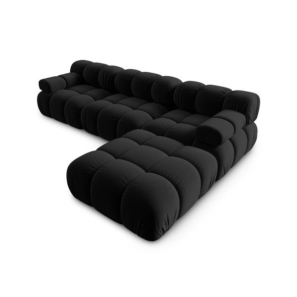 Kampinė sofa juodos spalvos iš velveto Bellis – Micadoni Home-image-4
