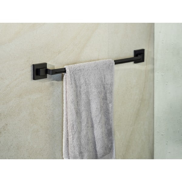 Klijuojamas iš nerūdijančio plieno rankšluosčio laikiklis juodos spalvos Quadro – Wenko-image-1