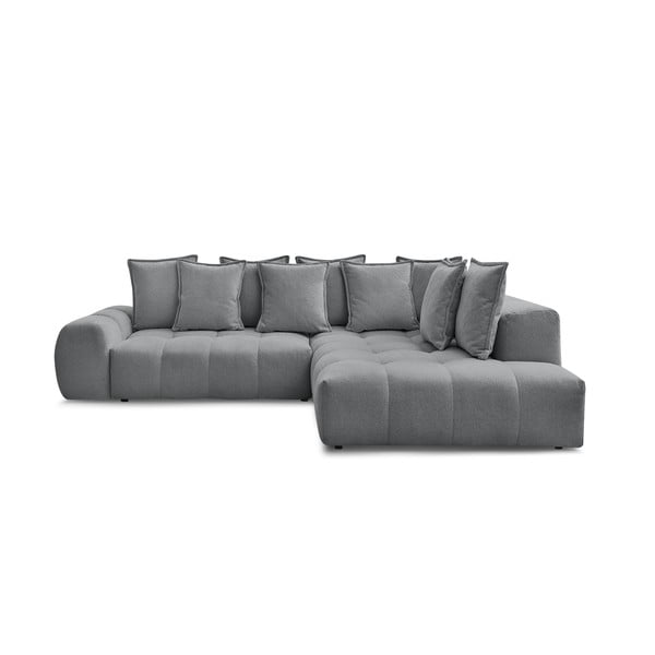 Tamsiai pilkos spalvos iš šenilinio audinio sulankstoma/su sandėliavimo vieta kampinė sofa (su dešiniuoju kampu/„L“ formos) Everest – Bobochic Paris