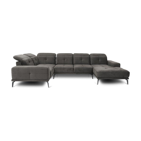 Pilkos spalvos iš velveto kampinė sofa (su kairiuoju kampu/„U“ formos) Neviro – ELTAP