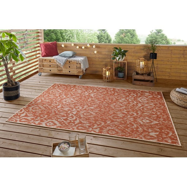 Oranžinės ir smėlio spalvos lauko kilimas NORTHRUGS Hatta, 70 x 140 cm-image-1
