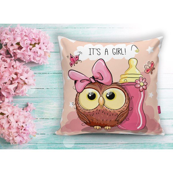 Vaikiškas pagalvės užvalkalas 43x43 cm Girl Owl – Mila Home-image-2
