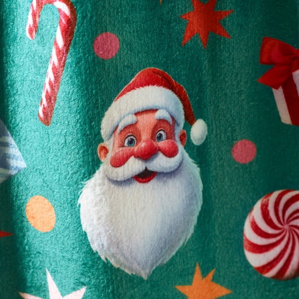 Žalios spalvos iš mikropliušo antklodė ir pledas su Kalėdų motyvu 130x170 cm Christmas Icons – Catherine Lansfield-image-2