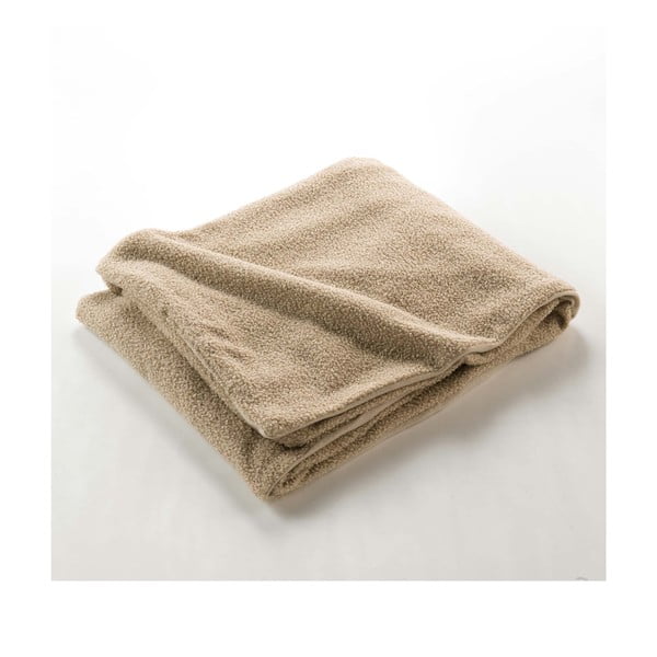 Smėlio spalvos fleece tipo antklodė ir pledas 125x150 cm Curly Wooly – douceur d'intérieur