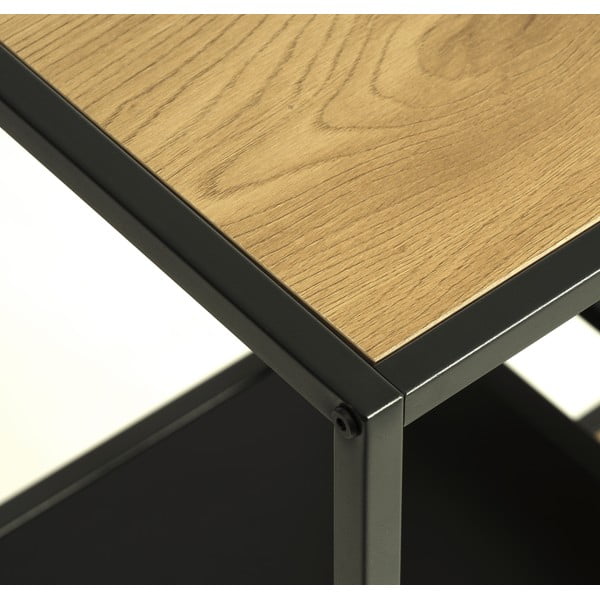 Juodos spalvos/natūralios spalvos knygų spinta  iš ąžuolo 80x146x35 cm Altino – Unique Furniture-image-3