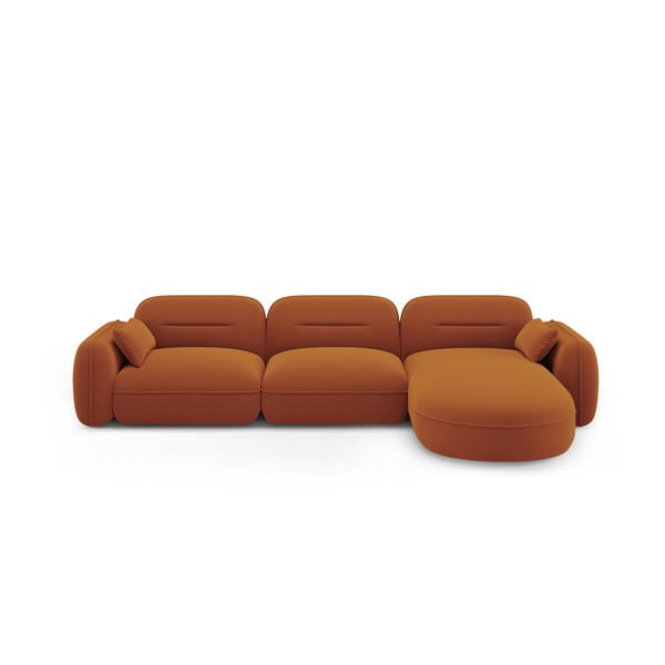 Iš velveto kampinė sofa oranžinės spalvos (su dešiniuoju kampu) Audrey – Interieurs 86