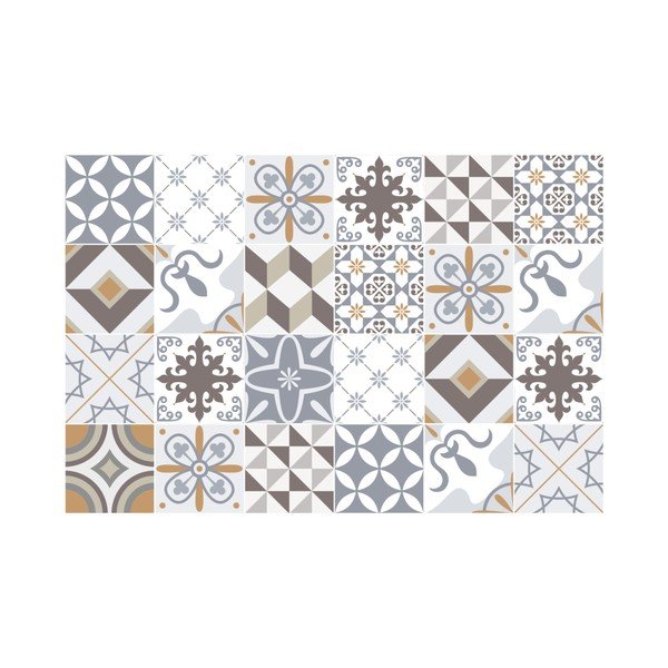 24 sieninių lipdukų rinkinys Ambiance Beige Tiles-image-1