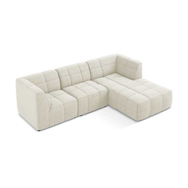Smėlio spalvos kampinė sofa iš boucle (su dešiniuoju kampu/su gultu) Aloha – Makamii-image-3