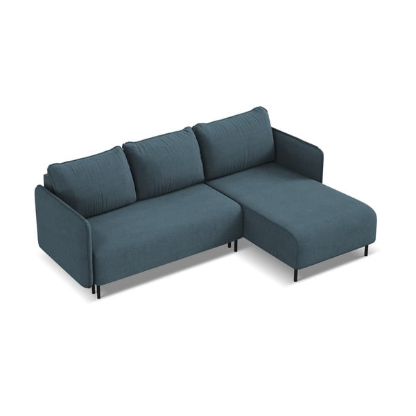 Mėlynos spalvos sulankstoma/su sandėliavimo vieta kampinė sofa (su dešiniuoju kampu) Luana – Makamii-image-2