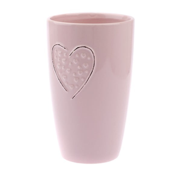 Rožinė keraminė vaza "Dakls Hearts Dots", 22 cm aukščio