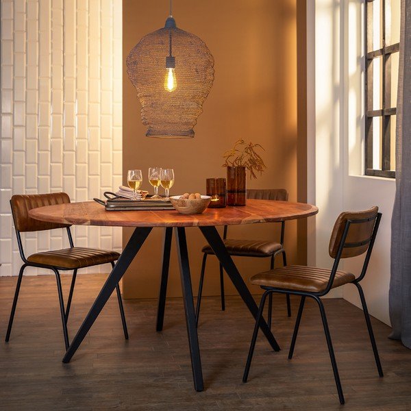 Apvalios formos valgomojo stalas natūralios spalvos su akacijos stalviršiu ø 120 cm Mimoso – Light & Living-image-1
