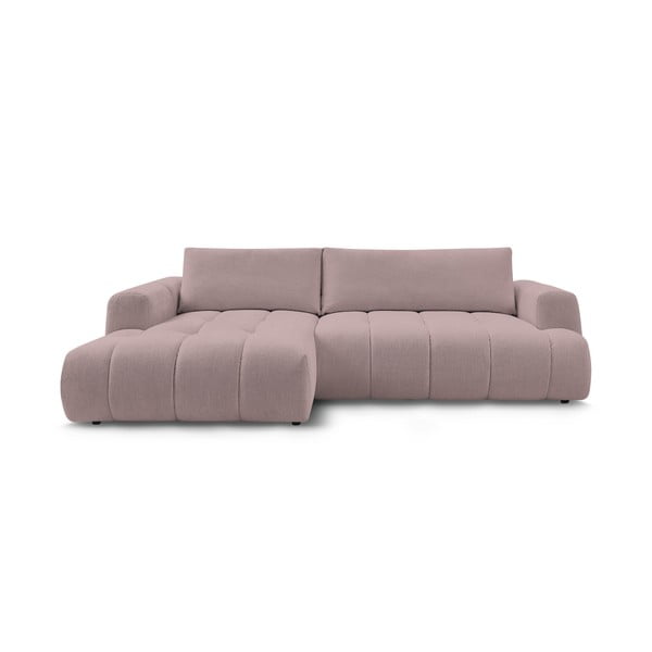 Rožinės spalvos sulankstoma/su sandėliavimo vieta kampinė sofa (su kairiuoju kampu/su gultu) Fuji – Bobochic Paris