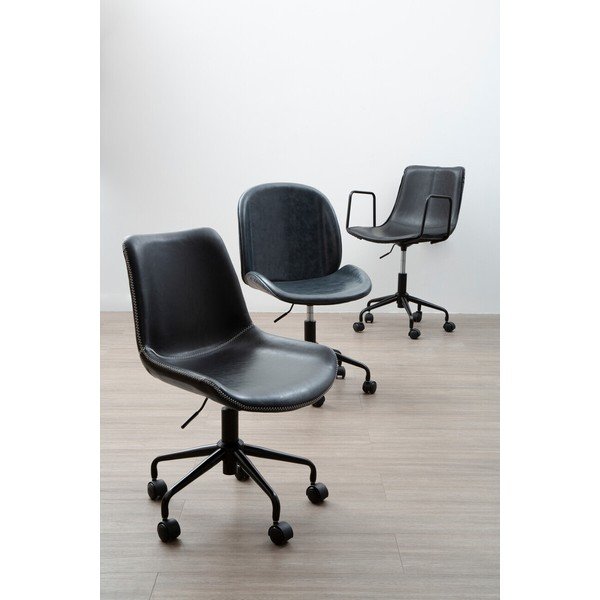 Juodos spalvos iš dirbtinės odos biuro kėdė Branson – Premier Housewares-image-4