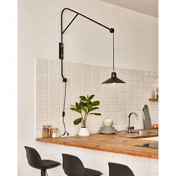 Juodos spalvos sieninė lempa ø 30 cm Eleazar – Kave Home-image-1