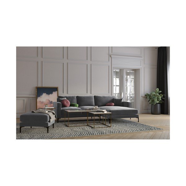 Pilkas aksominis pufas Kooko Home Harmony-image-3