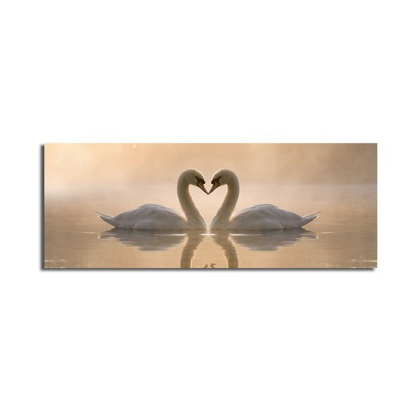 Paveikslas ant drobės Swan Love, 90 x 30 cm