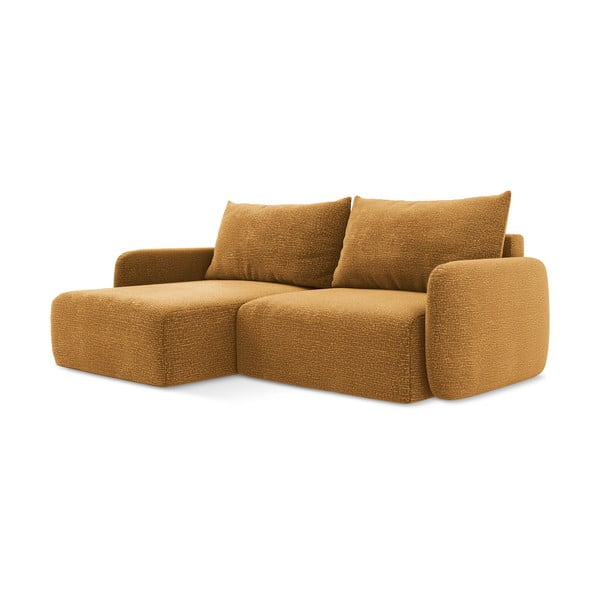 Oranžinės spalvos sulankstoma/su sandėliavimo vieta kampinė sofa (su kairiuoju kampu) Kalena – Makamii-image-3